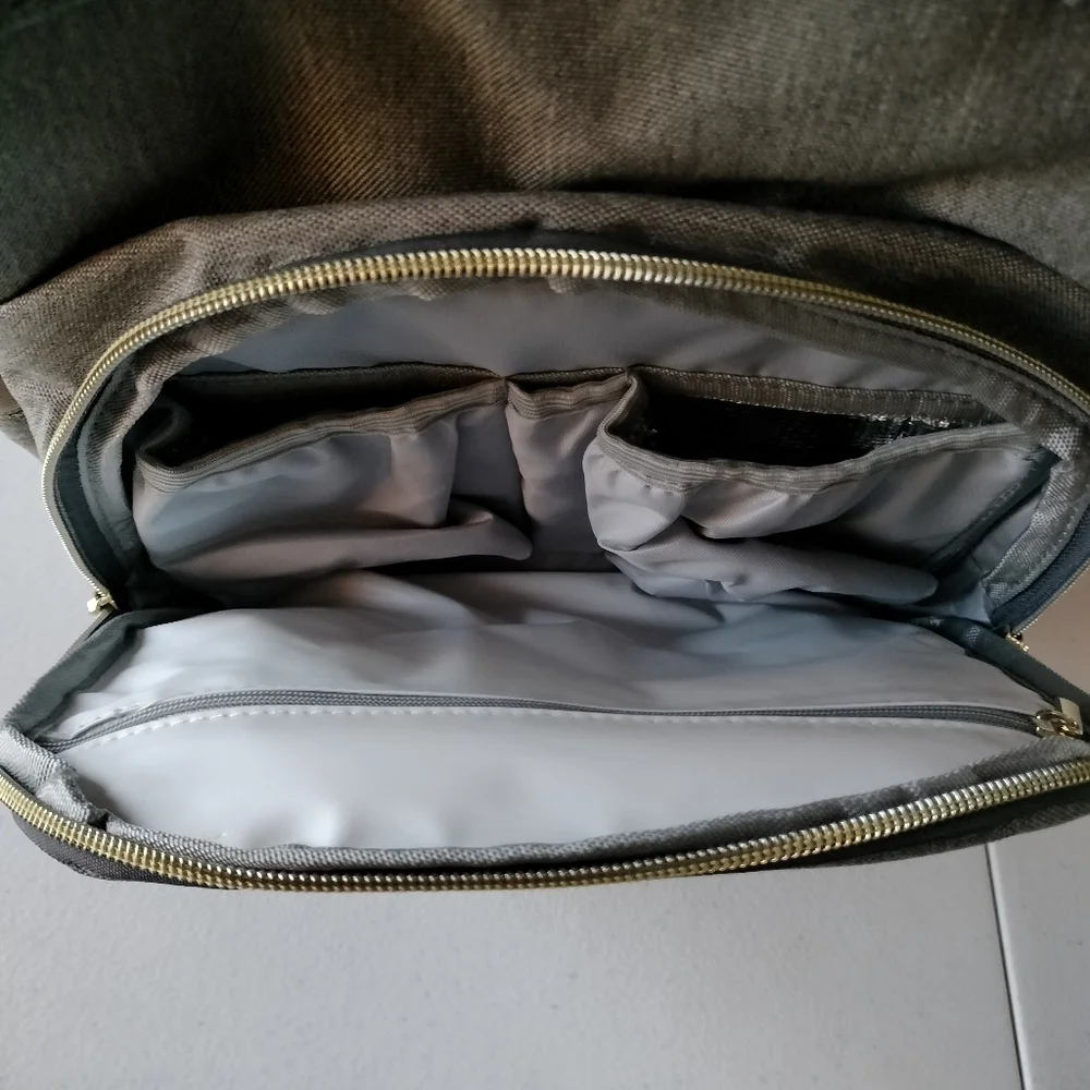 Pofunuo Love Mommy Large gray baby Diaper bag backpack Travel